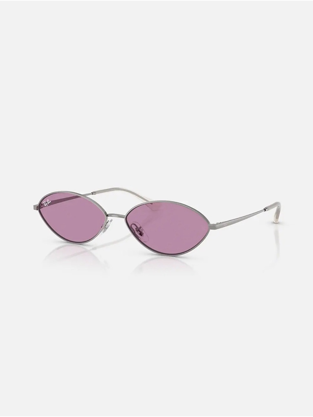 Ray-Ban Women's Metal Oval Sunglasses with Purple Lenses and Silver Frame